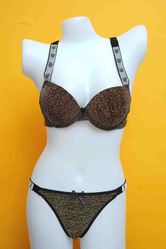 Sparkle Victoria Secret Pushup Bra and Thong Set