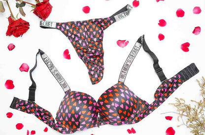 Victoria Secret's Pushup Hearts Bra Set