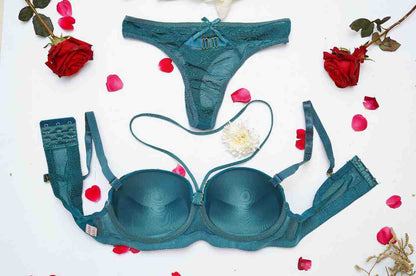 Feminique Strappy Ring Pushup Bra Panty Set