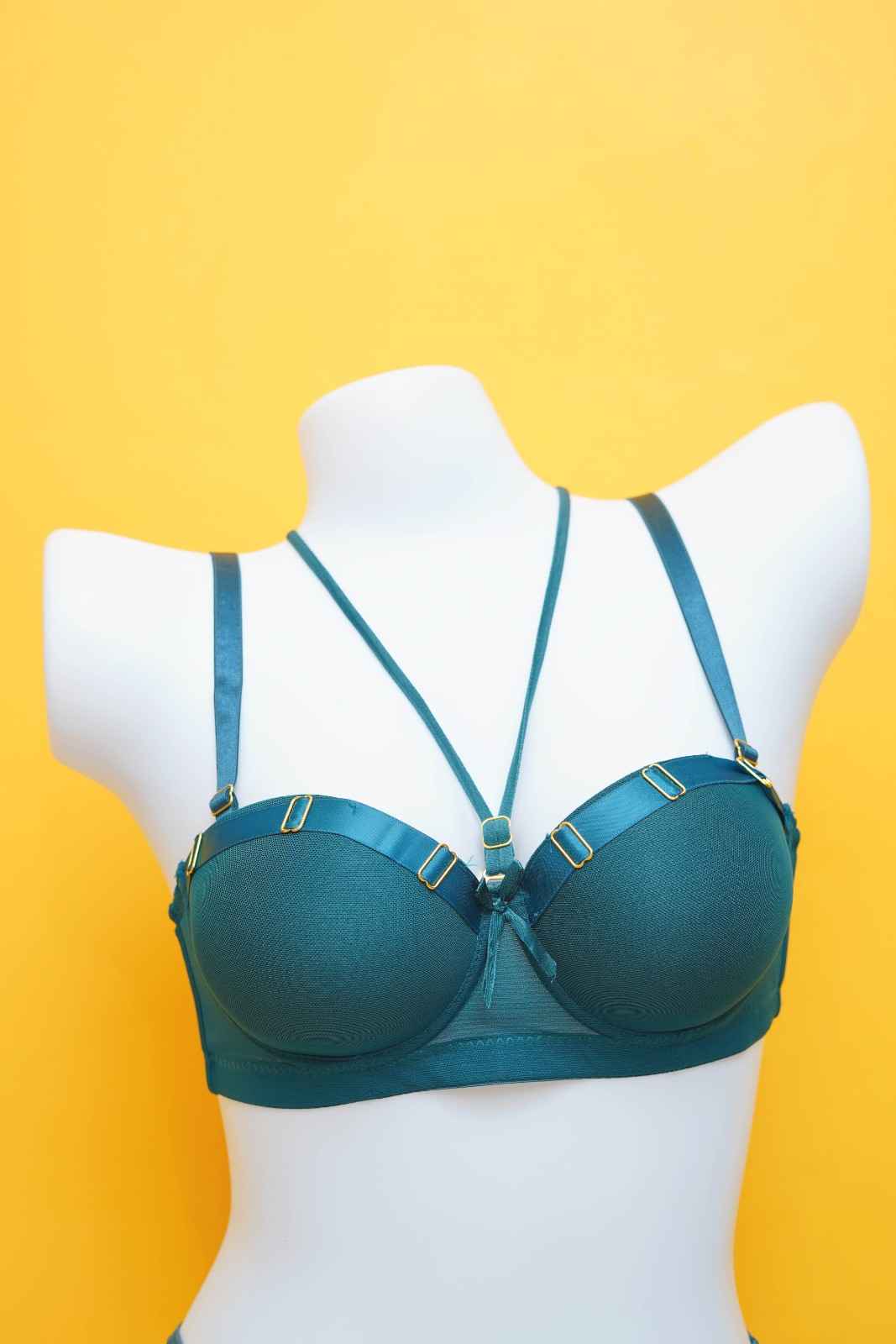 Feminique Strappy Ring Pushup Bra Panty Set