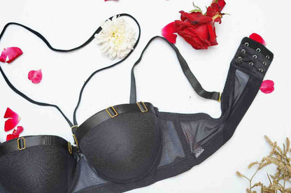 Feminique Strappy Ring Pushup Bra Panty Set