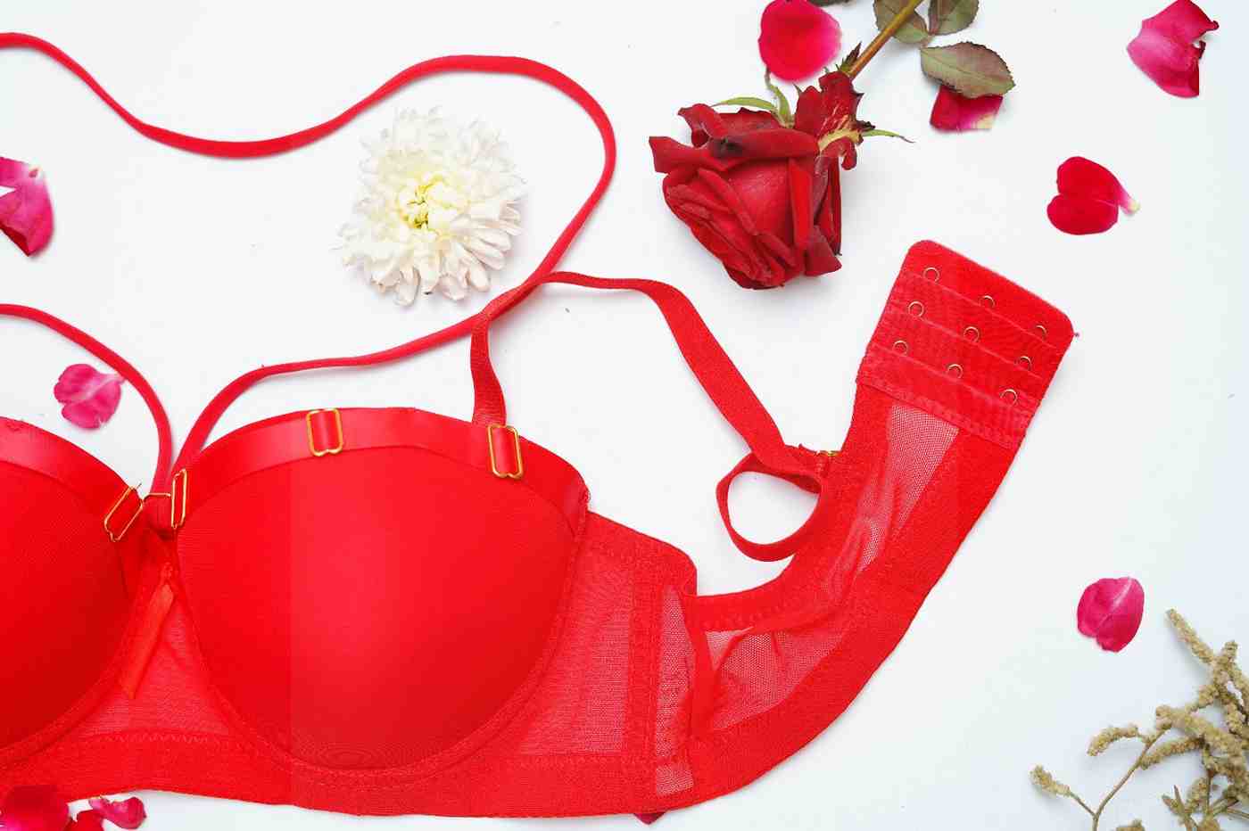Feminique Strappy Ring Pushup Bra Panty Set