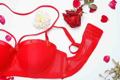 Feminique Strappy Ring Pushup Bra Panty Set