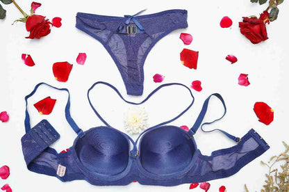 Feminique Strappy Ring Pushup Bra Panty Set