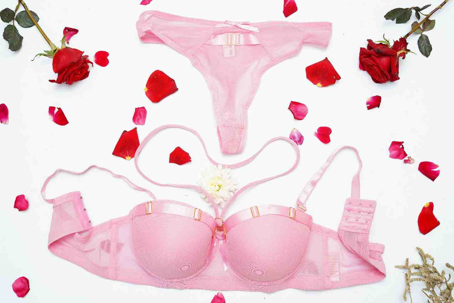 Feminique Strappy Ring Pushup Bra Panty Set