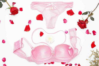 Feminique Strappy Ring Pushup Bra Panty Set