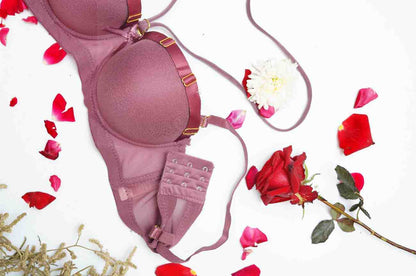 Feminique Strappy Ring Pushup Bra Panty Set