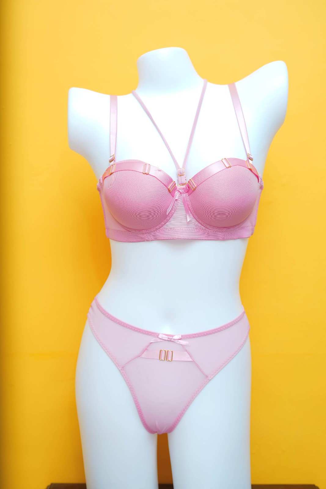 Feminique Strappy Ring Pushup Bra Panty Set