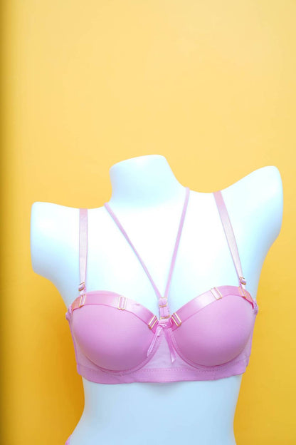 Feminique Strappy Ring Pushup Bra Panty Set