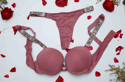 Victoria Secret Crystal Strap Bra & Thong Set