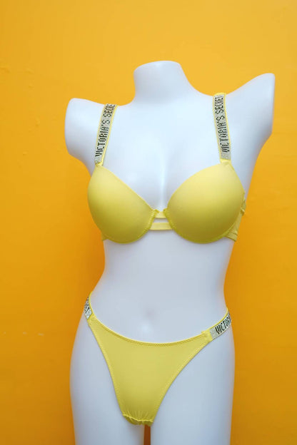 Victoria Secret Crystal Strap Bra & Thong Set