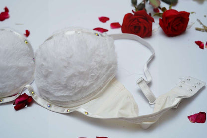 FAUX FUR ELEGANT BRA SET