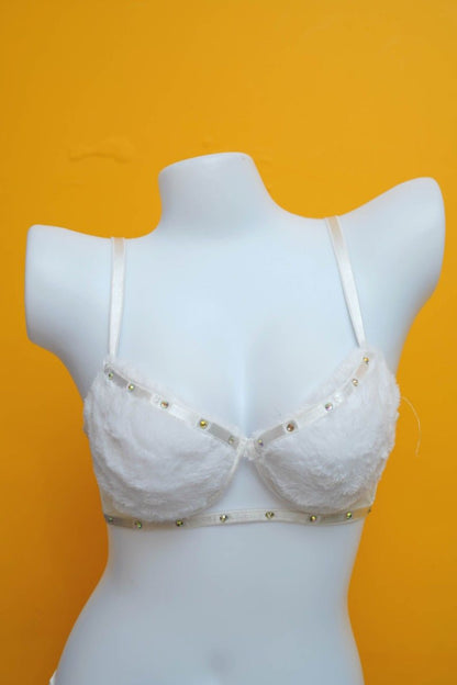 FAUX FUR ELEGANT BRA SET