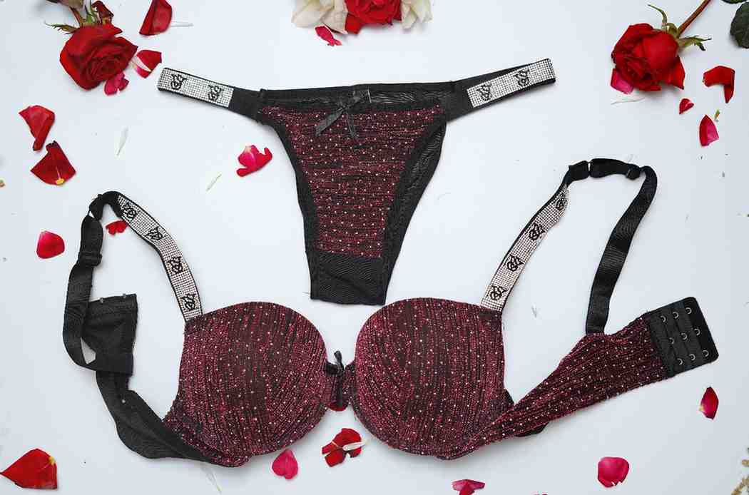 Sparkle Victoria Secret Pushup Bra and Thong Set
