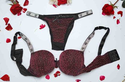 Sparkle Victoria Secret Pushup Bra and Thong Set