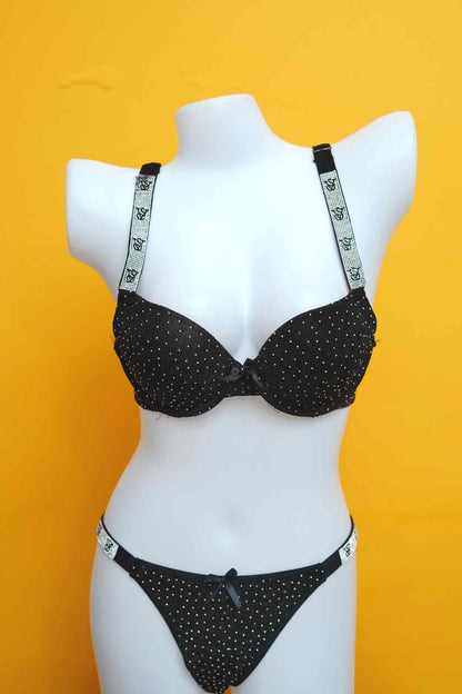 Sparkle Victoria Secret Pushup Bra and Thong Set