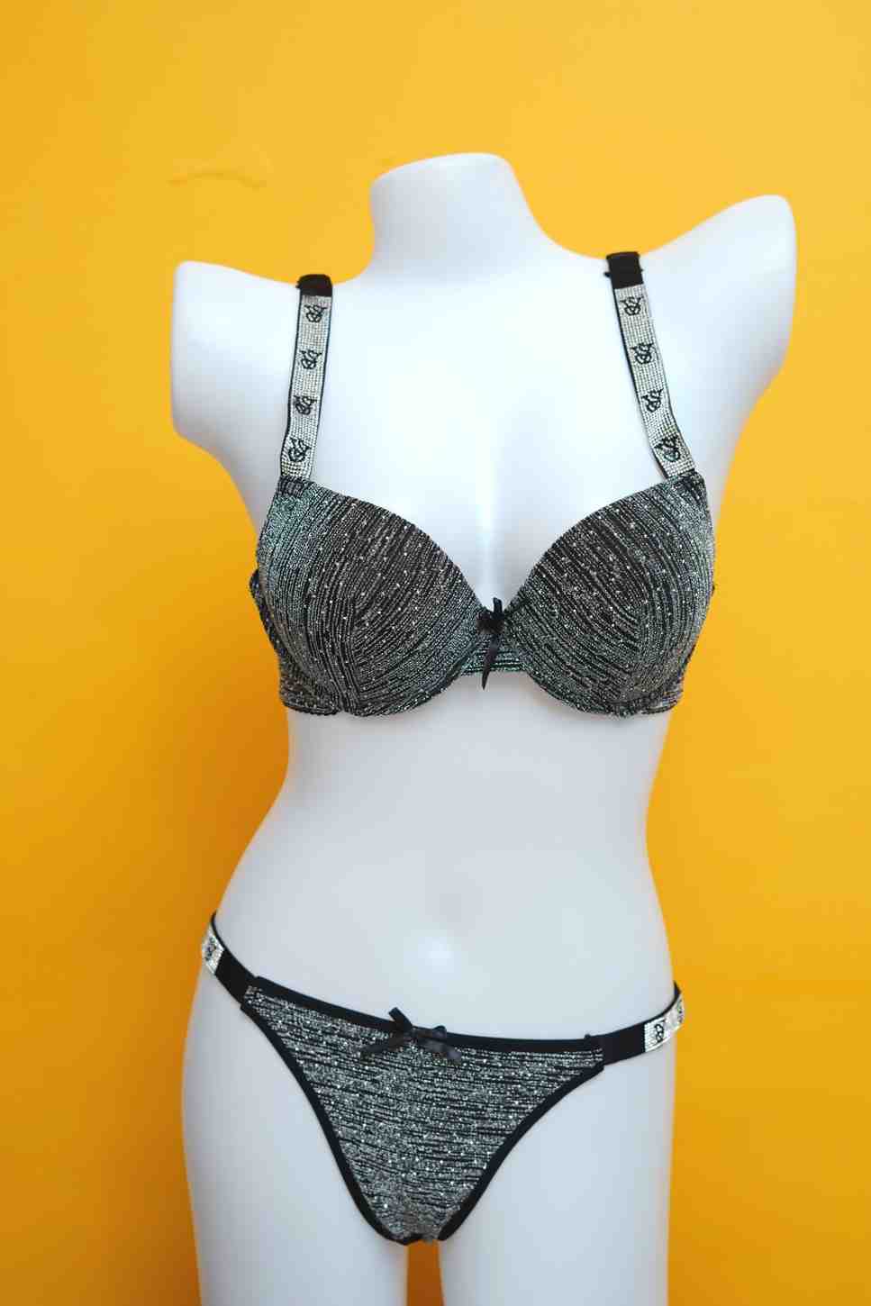 Sparkle Victoria Secret Pushup Bra and Thong Set