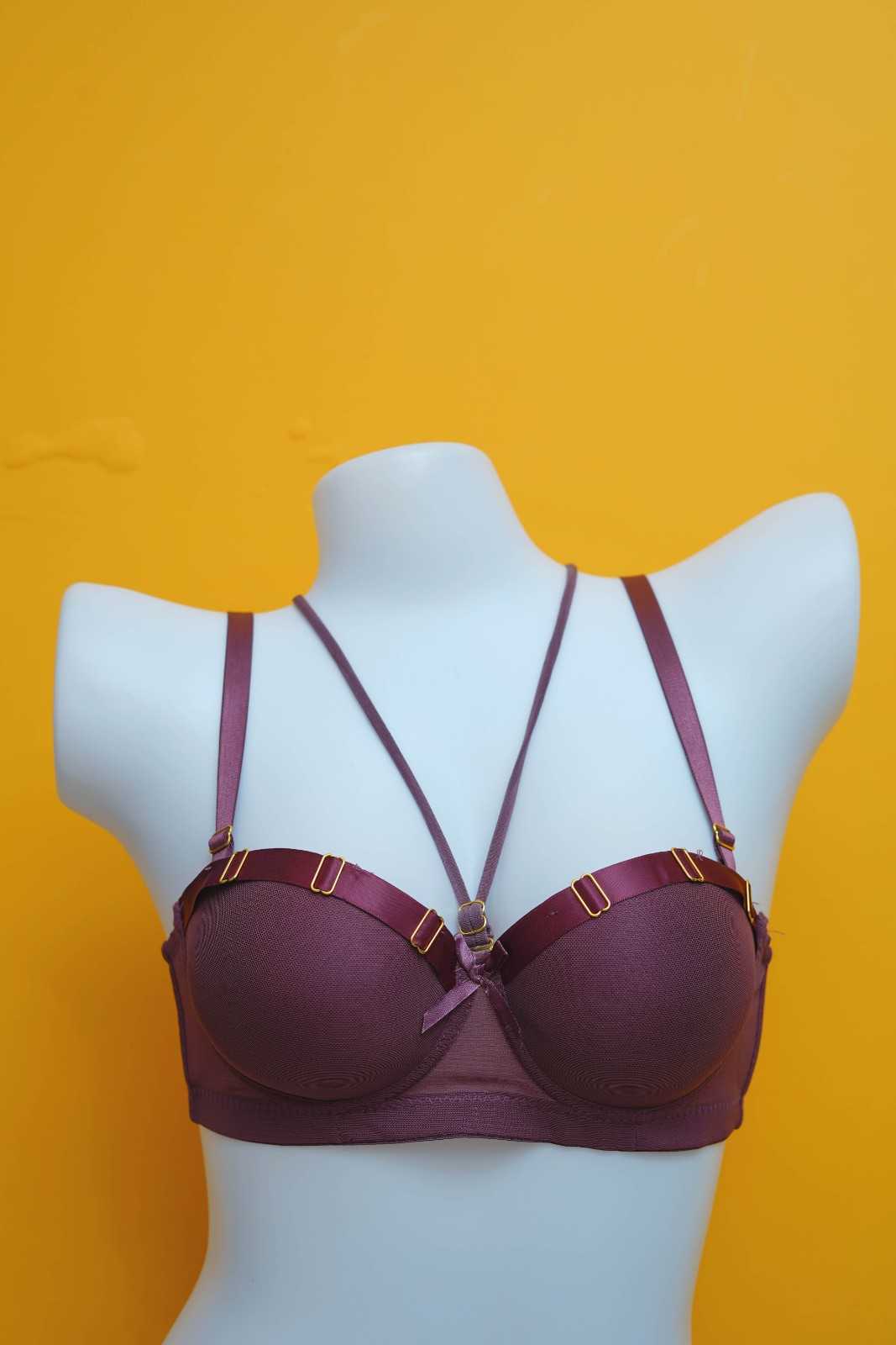 Feminique Strappy Ring Pushup Bra Panty Set