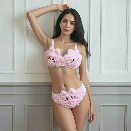 Feminique Cute Kitty Princess Bra and Panty Set