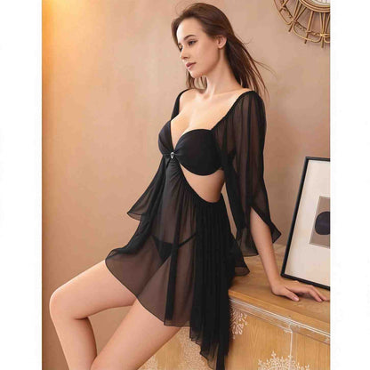 Black Sheer Mesh Sexy Nighty