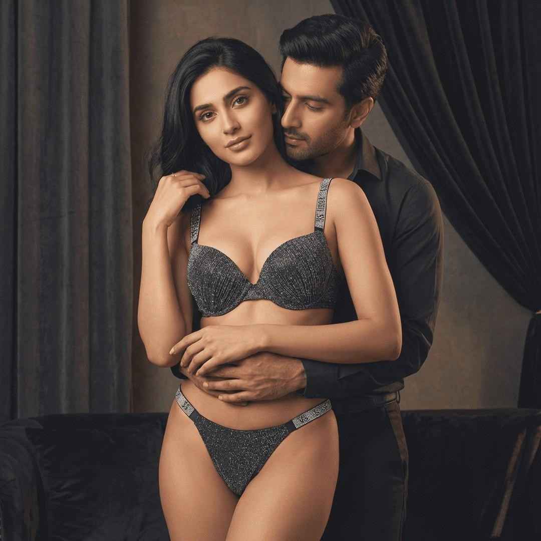 Sparkle Victoria Secret Pushup Bra and Thong Set