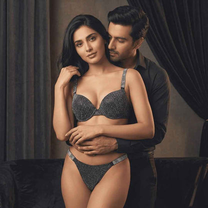 Sparkle Victoria Secret Pushup Bra and Thong Set