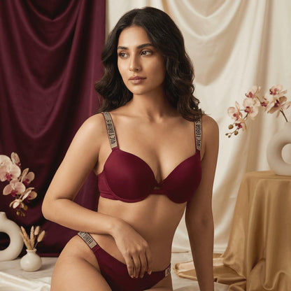 Victoria Secret Crystal Strap Bra & Thong Set